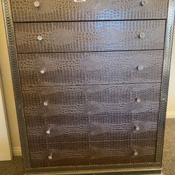 AICO Furniture - Hollywood Swank Upholstered Chest in Crystal Croc