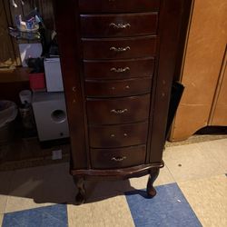 1988 Vintage Powell Queen Ann  Jewelry  Armoire |8 Drawers |cherry Color