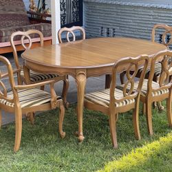 Wooden Dining Table Set with 6 Chairs