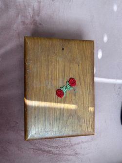 Wooden Jewlery Box with Rose Inlay