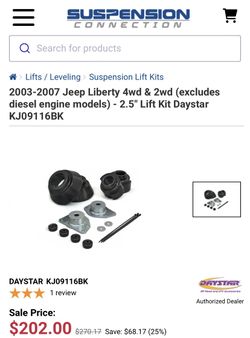 2003-2007 Jeep Liberty 4wd & 2wd (excludes diesel engine models) - 2.5" Lift Kit Daystar KJ09116BK