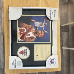 Original art lithograph and a limited edition collectible print of 1996 Chicago Bulls player Dennis Rodman