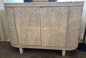 Gray Curved Storage At Home Cabinet