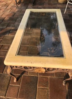 Glass top rod iron table