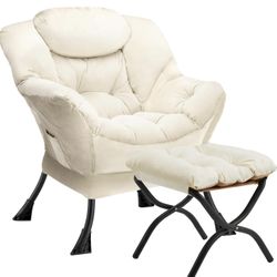 Lazy Chair With Folding Ottoman Modern Large Accent Chair  Open box item is new!   Introducing a modern and stylish addition to your home, the Lazy Ch