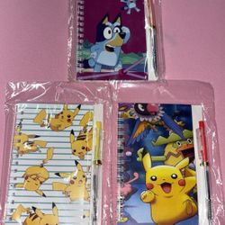 Pokémon, Bluey, Strawberry Shortcake Mini Notebook And Pen $1.50 Each