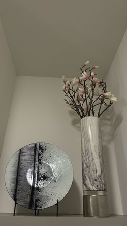 Marble-Pattern Tall Cylinder Vase Decor