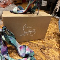 Christian Louboutin pink and Blue and purple Stiletto Heels
