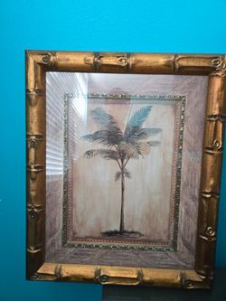 Beautiful Tropical Palm Retro Framed Art