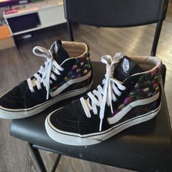 Vans Iridescent Checkerboard High-Top Skateboard Shoes Suede Women’s 6.5 Men 5