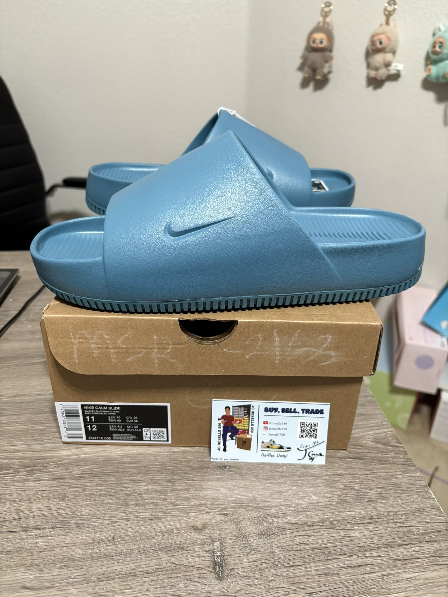 Size 11 mens - NIKE CALM SLIDES SMOKEY BLUE