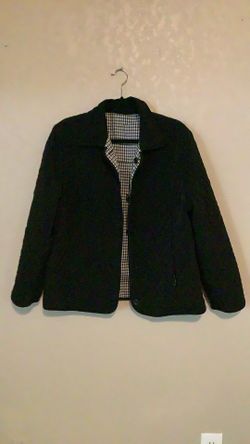 Black Quilted Coat Women’s Large Reversible Water Resistant Checker