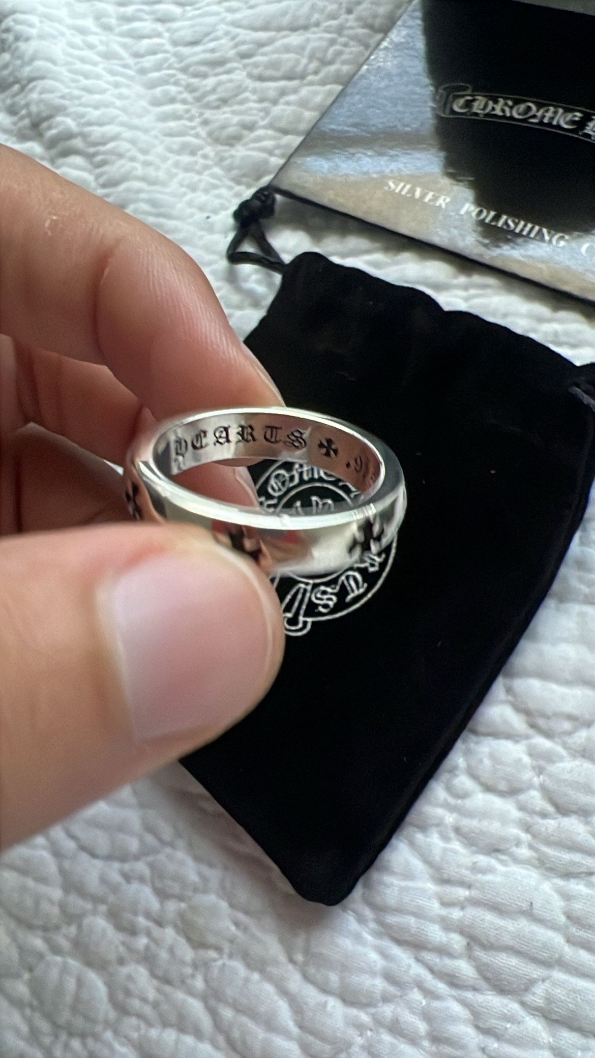 CHROME HEARTS NEGATIVE CH PLUS SILVER RING size 9