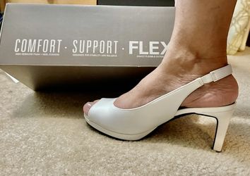 White Super Comfy Peep Toe Sling Back Shoes