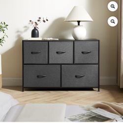 Mainstays Cómoda de Almacenamiento de Tela de 5 Cajones y 40" de Ancho para Dormitorio, Gris New 