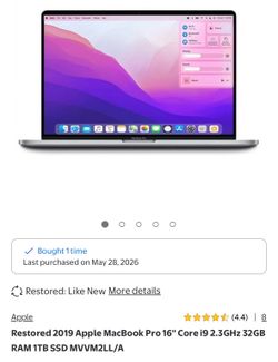 2019 MacBook Pro 16’’ 32 GB RAM 1TB SSD Refurbished