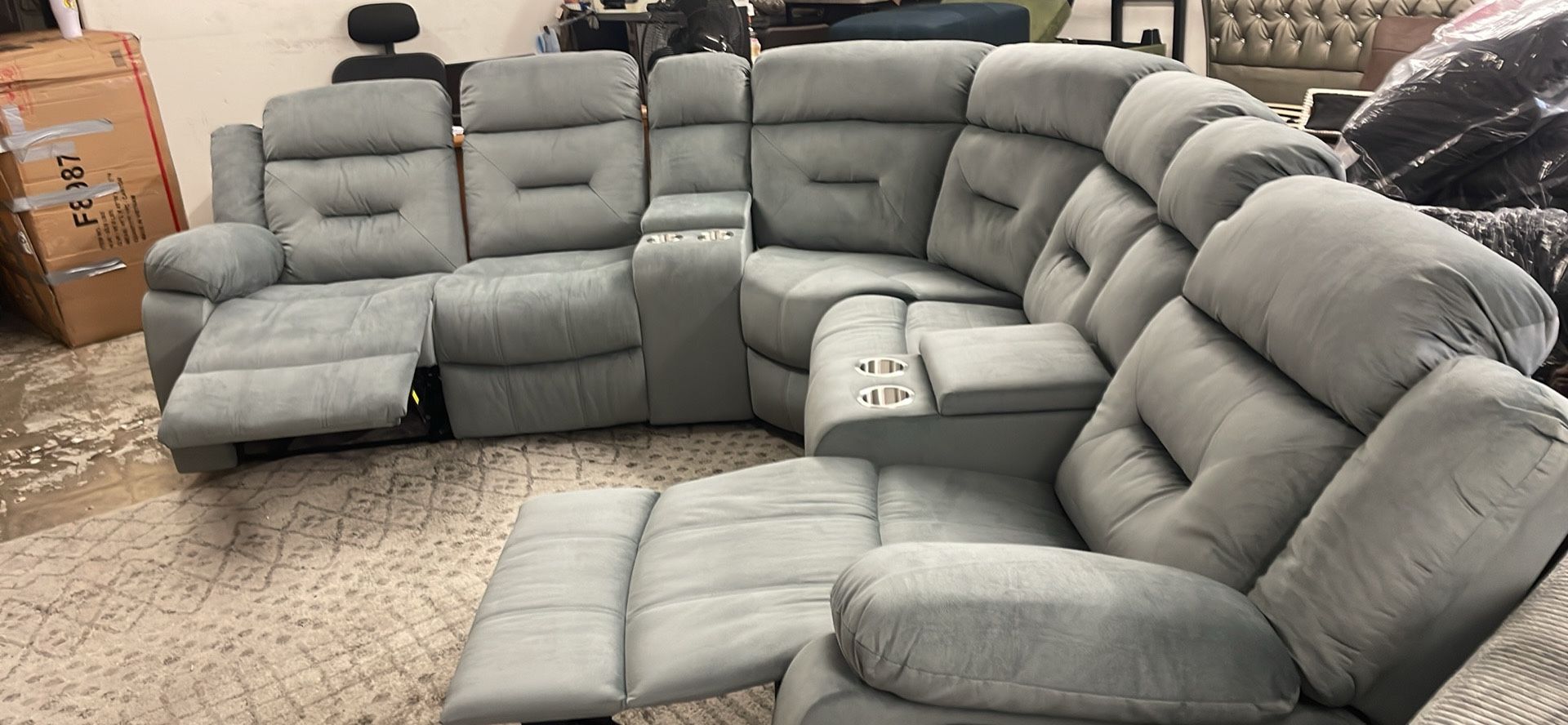 New Fabric Recliner Sectional Couch / Free Delivery 