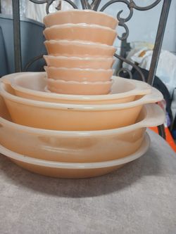 424 Fire King Ceramic Baking Dishes And Cups. 
