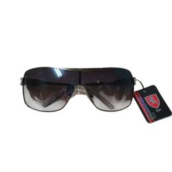 Unisex Khan Wrap Around One Piece Aviator Sunglasses White Silver 
