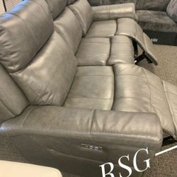 Dark Gray Power Reclining Sofa, Loveseat, Recliner Living Room Couches 🌟No Needed Credit Check 💛 $39 Down Payment with Financing
