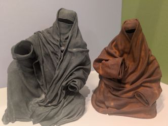 Pair of Gothic Hooded Figurines - Signed Fabric Art