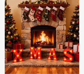 Christmas LED Letter Lights Sign Table Decoration Xmas Light up Letters Battery Powered Letter for Indoor Christmas Decoration Home Bar Party Bedroom 