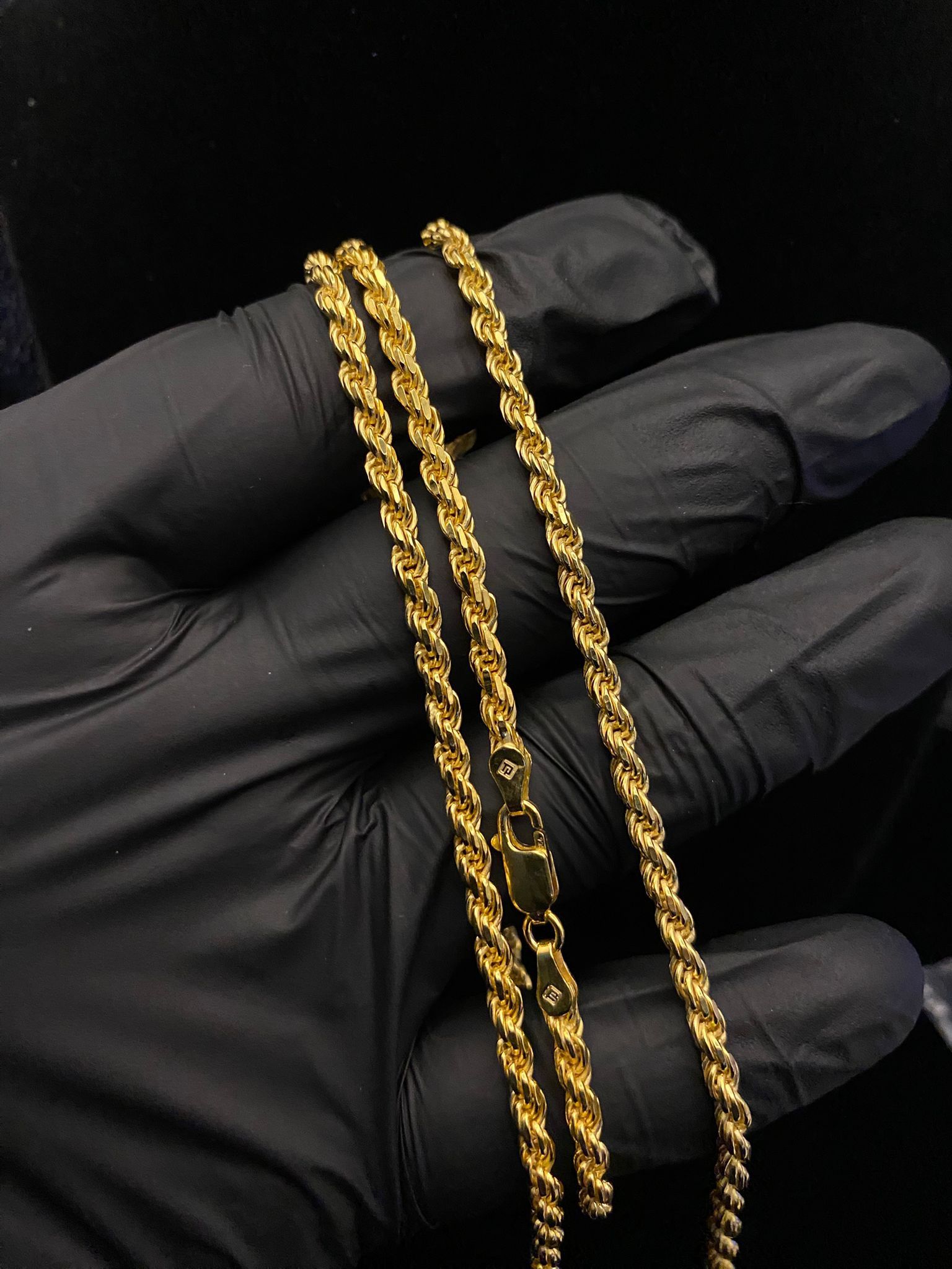 26β Rope Chain 3.2mm 24.46g Real 925 Sterling Silver Yellow Gold Plated Necklace Italy
