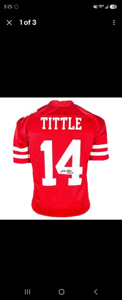 YA Tittle Signed HOF 71 Inscription Red Pro-Edition Jersey (JSA)