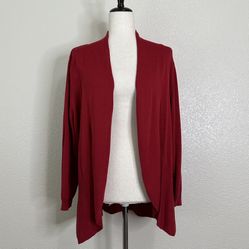 NWT Iman Cotton Rayon Blend Red Open Front Cardigan, Size XL