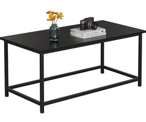 Brand New Black Coffee Table Simple Modern Rectangular Center Table Open Space Minimalist for Living Room Home Office Industrial Cocktail Tables, Easy