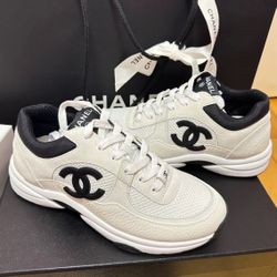 Black and white panda mesh breathable leather shock absorption non-slip wear-resistant low-top running shoes for women beige black