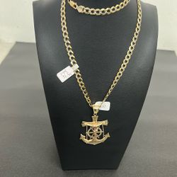 Curb Link Chain/ Jesus Anchor Charm