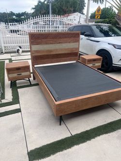 Queen Bedroom Set + Premium Mattress + 2 Nightstands