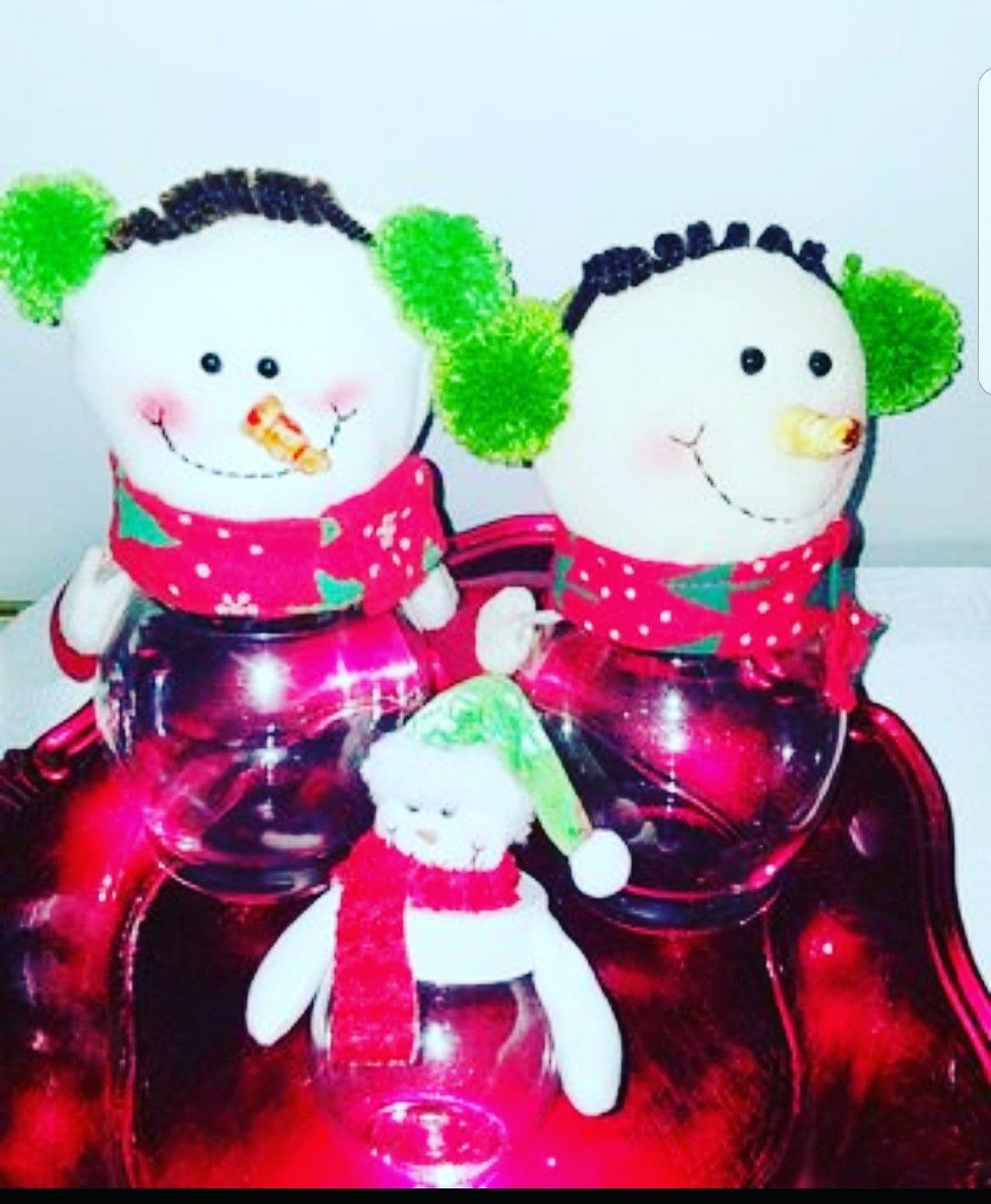 Brand new plastic Christmas jars for candies/chocolates....2 big & 1 small) $10 for a set