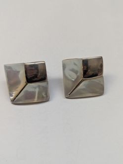 Sterling silver earrings with mother of pearls inlay