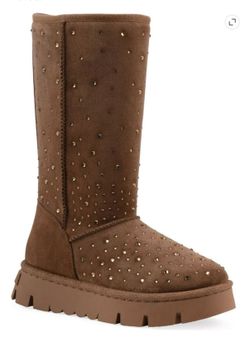 White Mountain Women's Mid Calf Rhinestone Cozy Boot ( chestnut ) size women’s 8