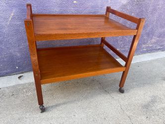 MID CENTURY DANISH MODERN TEAK BAR CART TABLE VINTAGE BRDR FURBO DENMARK