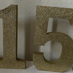 Gold Glitter Numbers 