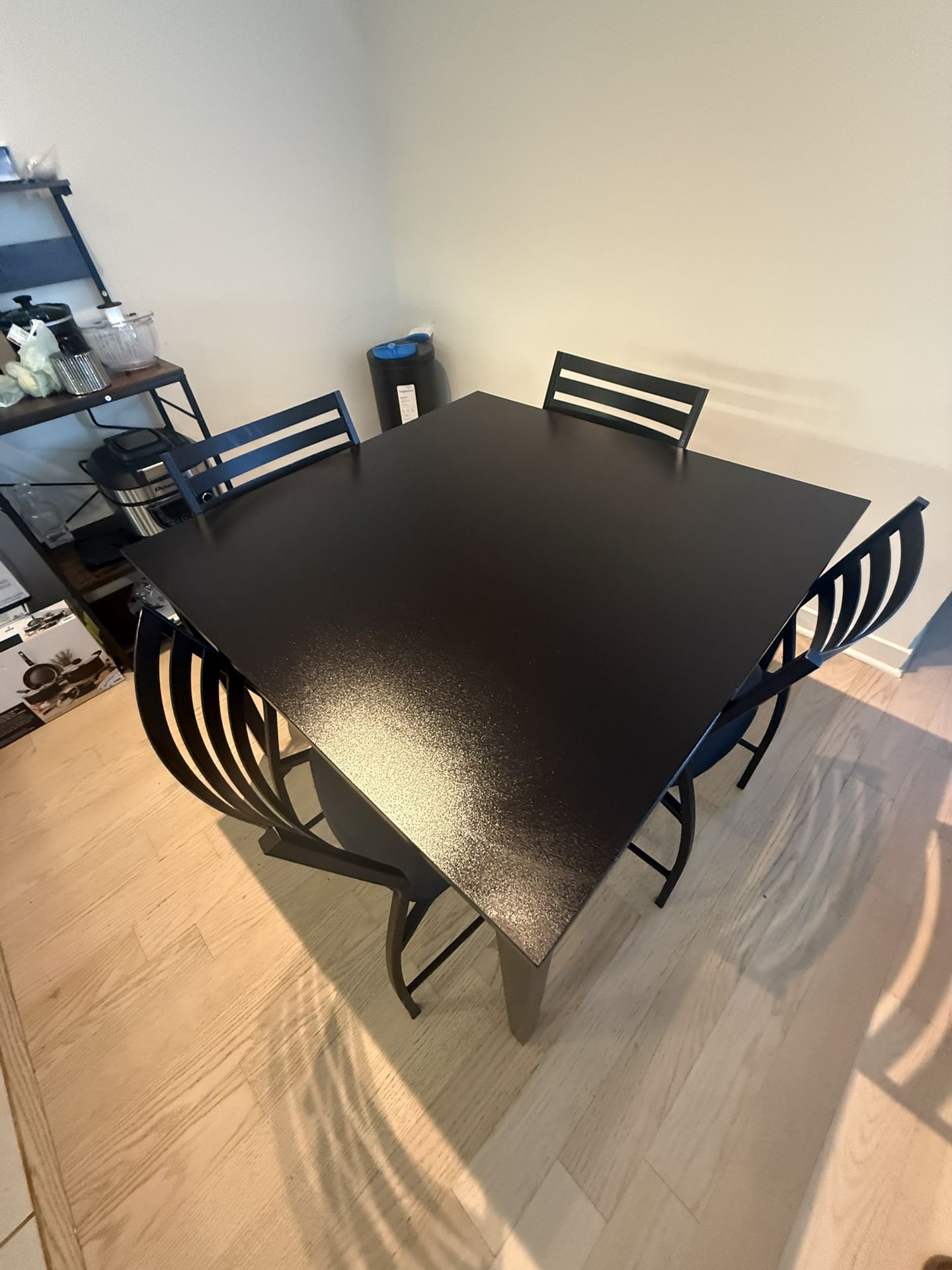 “Modern Black Square Dining Table Set (5-Piece)”