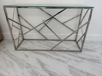 Glass Top Console Table Chrome Frame