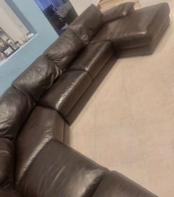 Dark Brown Leather Sectional Sofa