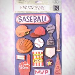 New Dimensional Baseball Scrapbook Stickers
