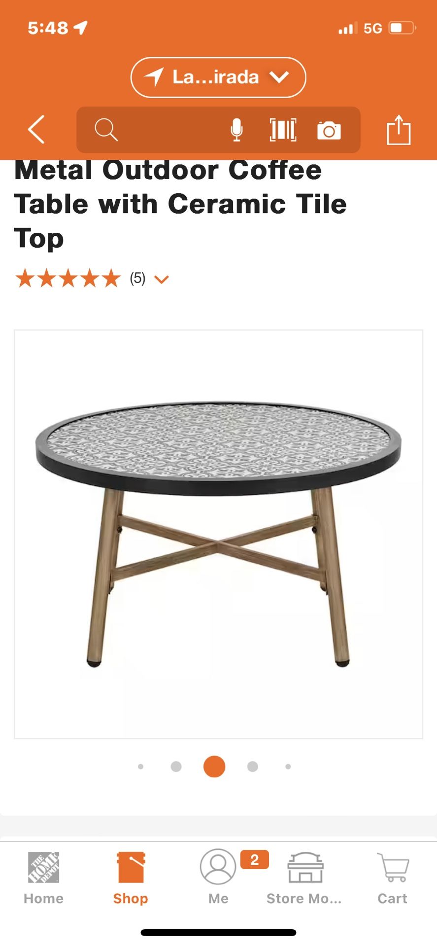 Hampton Bay 32 Inch Ceramic Tile, Coffee Table