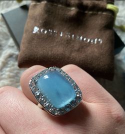 Ross Simmions Milky Aquamarine & Blue topaz Sterling Silver Ring *Brand New*