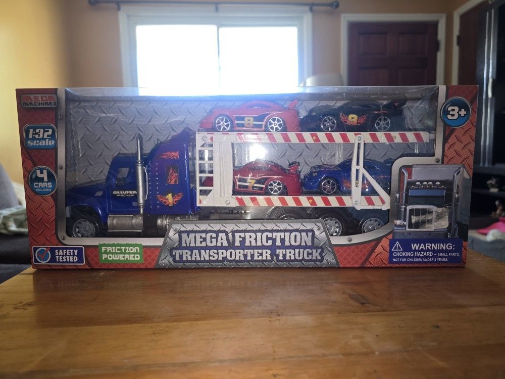 🆕️Mega Friction Transporter Truck With 4 Cars