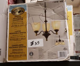Bristol 3-Light Nutmeg Bronze Reversible Chandelier with Tea-Stained Glass Shades