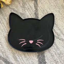 black cat food water mat