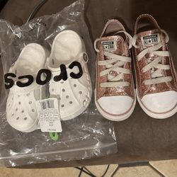 Size 9c Girls Brand New Crocs And Used Converse $50 For Both 