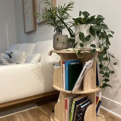 Wooden Round Bookshelves (x2)