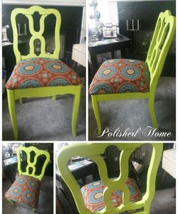 Custom Painted Upholstered Side Chair, Only 1